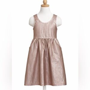 Pippa & Julie Faux Leather Dress 3T Peach Pebbled Girls Sleeveless Pockets‎ 3